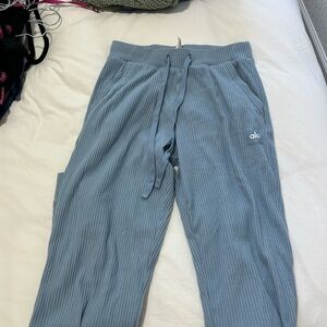 ALO Yoga Light Blue Ribbed Pants